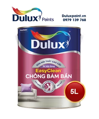 Sơn nội thất Dulux EasyClean chống bám bẩn bề mặt bóng - Z966B lon 5L