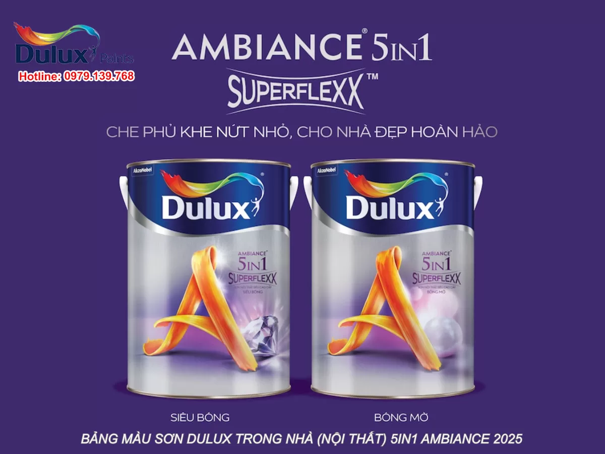 Bảng màu sơn Dulux trong nhà (nội thất) 5IN1 Ambiance 2025