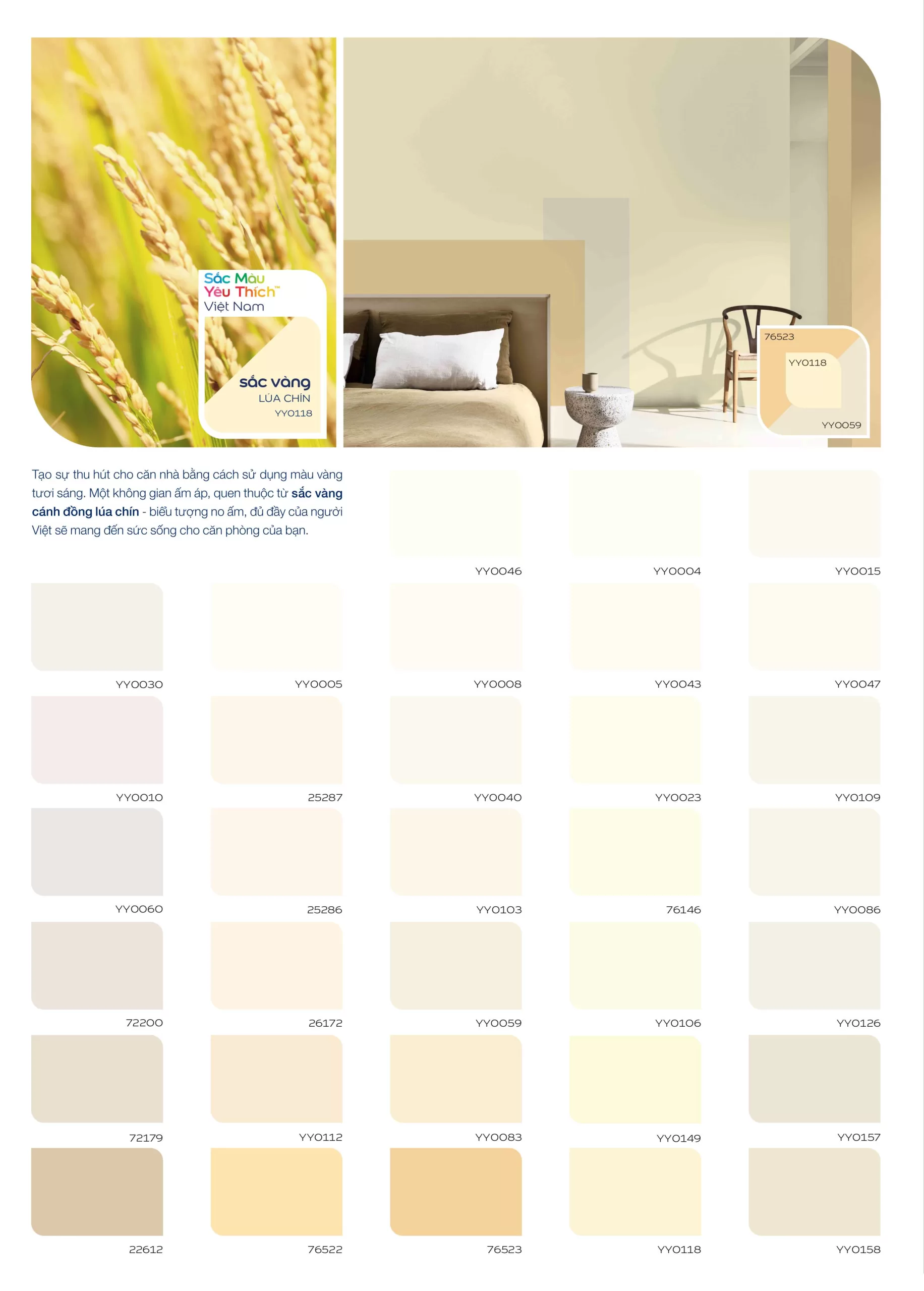 Bảng màu sơn Maxilite trong nhà - TONE VÀNG