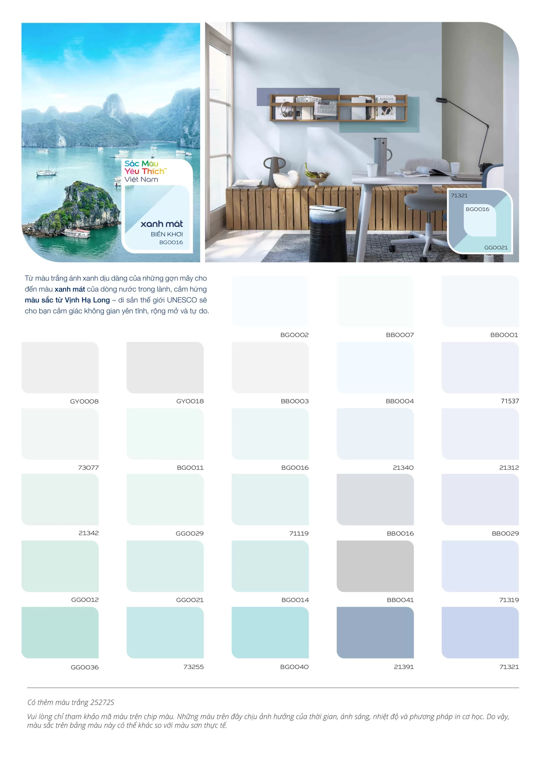 Bảng màu sơn Maxilite trong nhà - TONE XANH BIỂN