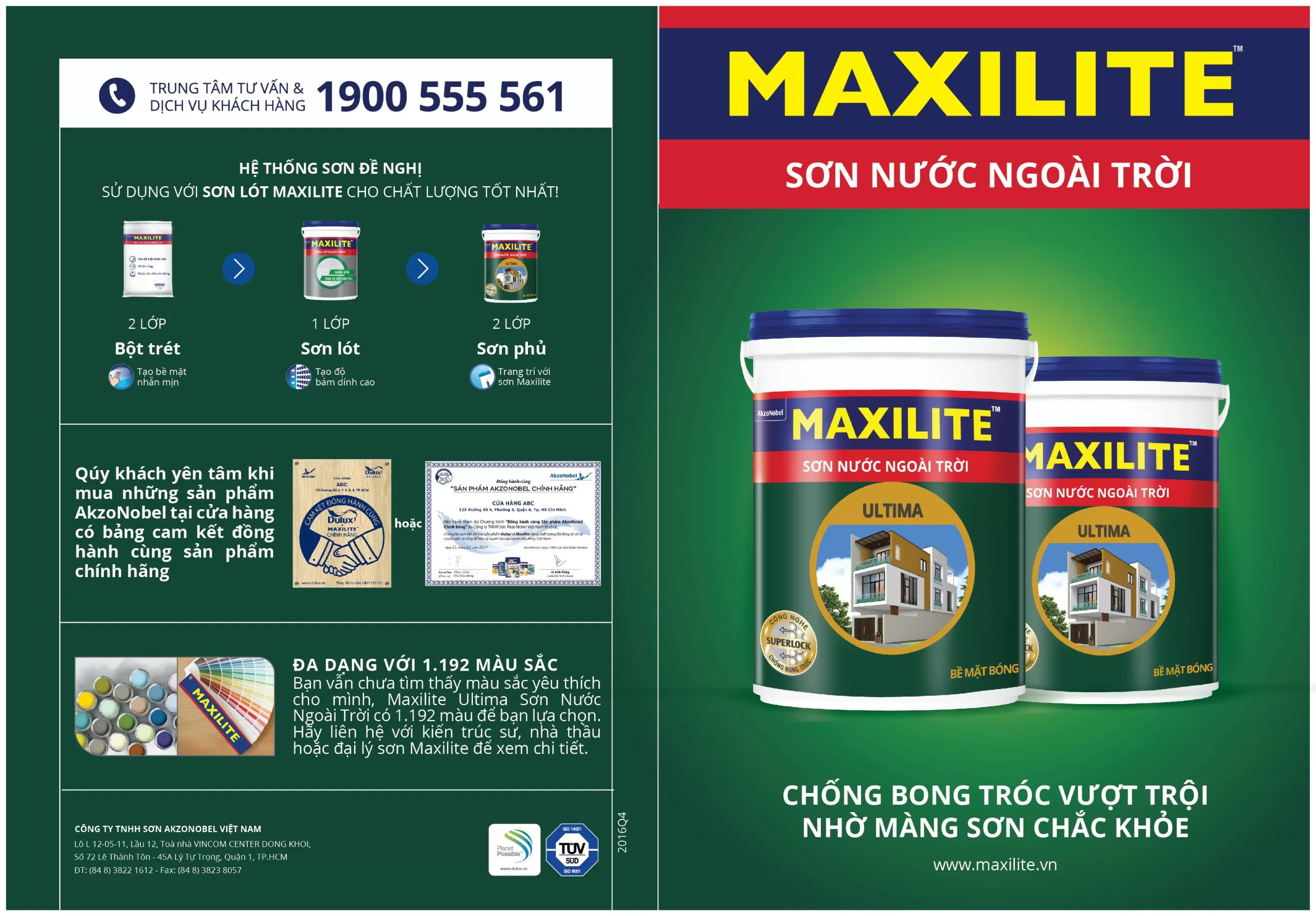 Bảng màu sơn Maxilite ngoài nhà