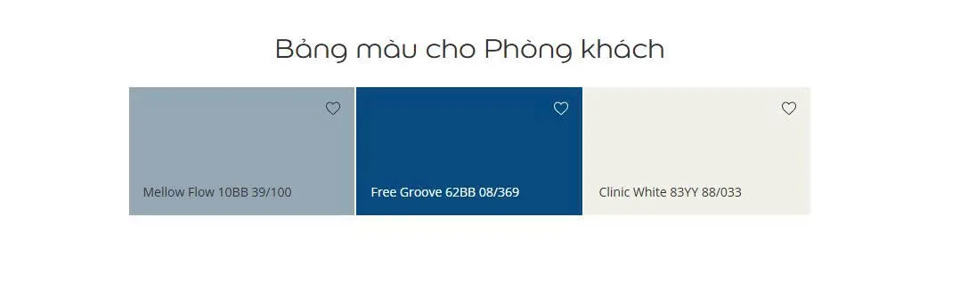 Bảng màu gợi ý cho phòng khách