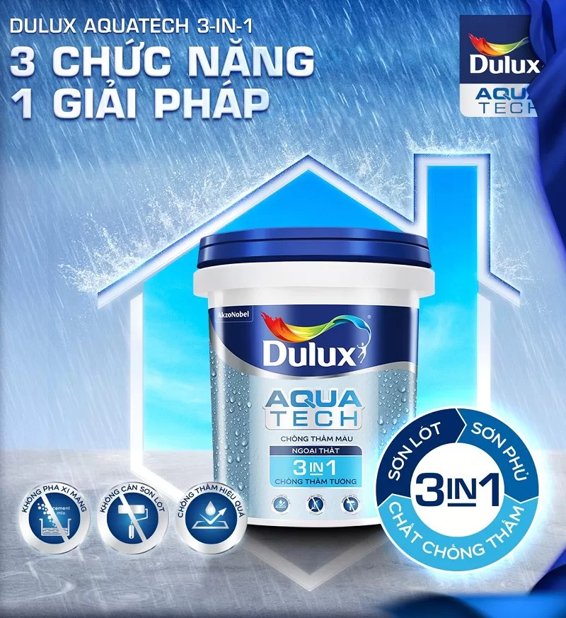 Thi công sơn chống thấm Dulux - Dulux Aquatech 3in1 V189