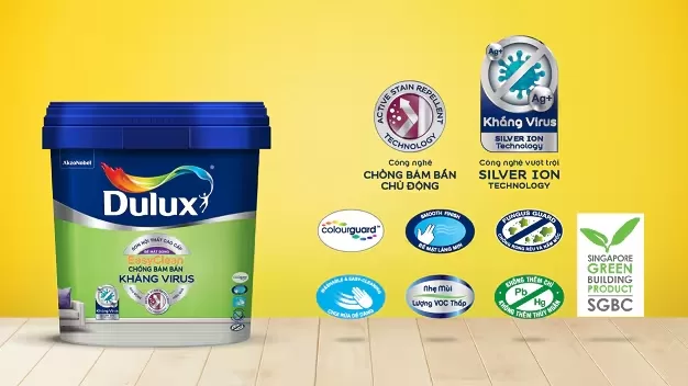 Dulux Easy Clean chống bám bẩn kháng Virus bề mặt bóng – E017B
