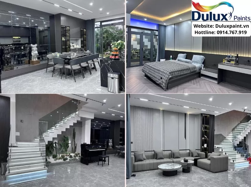 Mẫu sơn nhà màu ghi, thanh lịch cho mọi kiến trúc