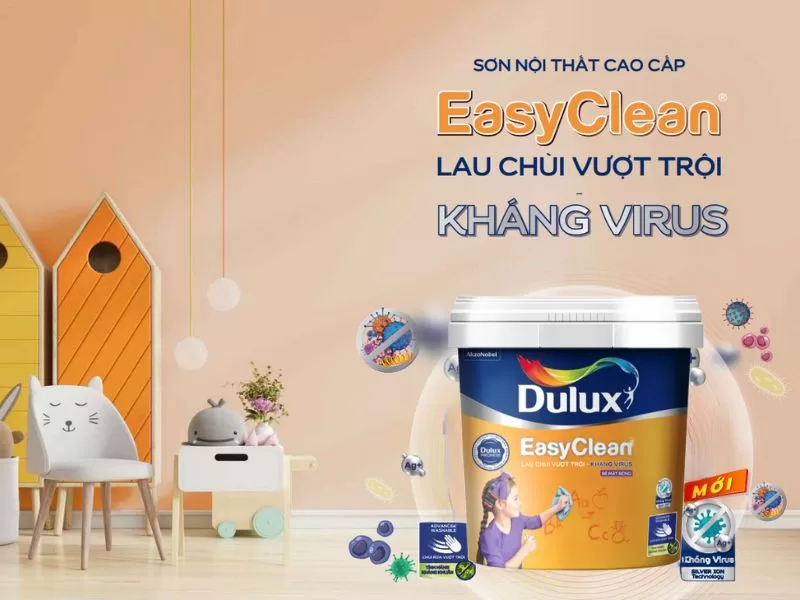 99AB – Sơn nội thất Dulux Easy Clean lau chùi vượt trội kháng Virus bề mặt bóng