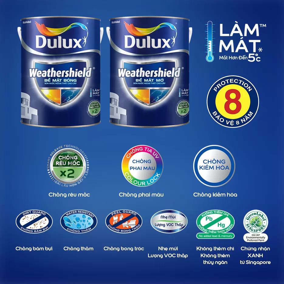 BJ9 – Dulux Weathershield bề mặt bóng