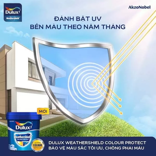 E015 – Sơn ngoại thất cao cấp Dulux Weathershield Colour Protect bề mặt mờ