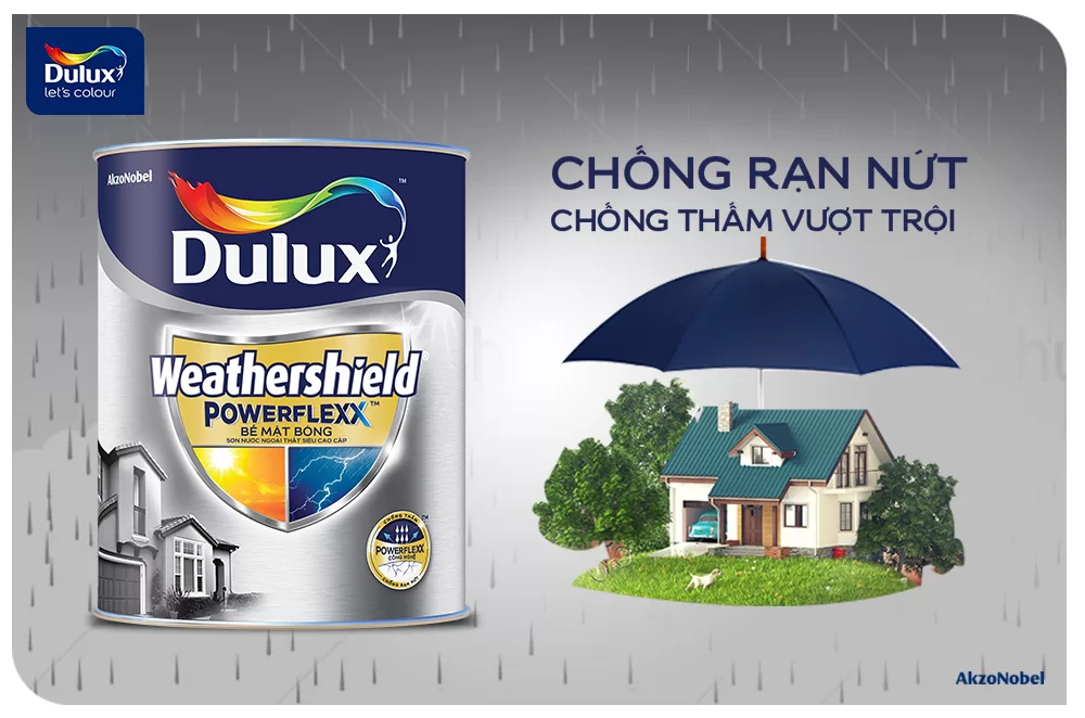 Sơn ngoại thất cao cấp Dulux Weathershield PowerFlexx bề mặt bóng - GJ8B