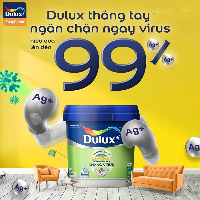 Sơn nước Dulux Easy Clean chống bám bẩn kháng Virus bề mặt mờ - E016M