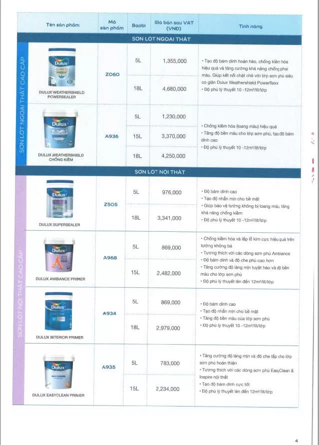 Bảng giá sơn Dulux mới nhất 2026 tham khảo-4