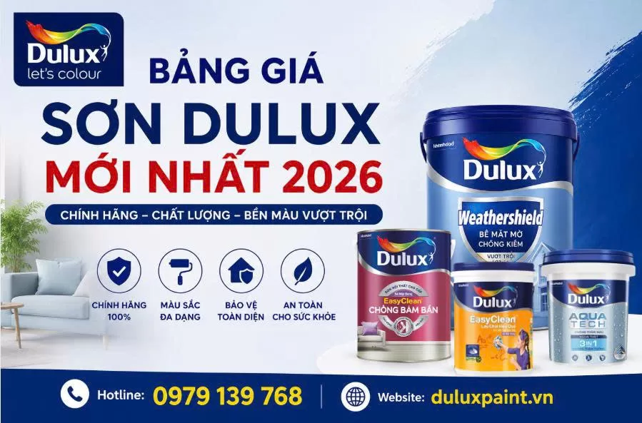 Bảng giá sơn Dulux mới nhất 2026 - Cập nhật chi tiết, giá ưu đãi